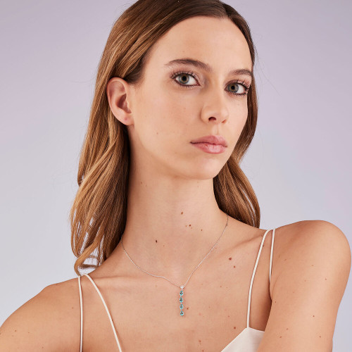 Elegantní náhrdelník ze stříbra Fancy Aqua Green FAG04