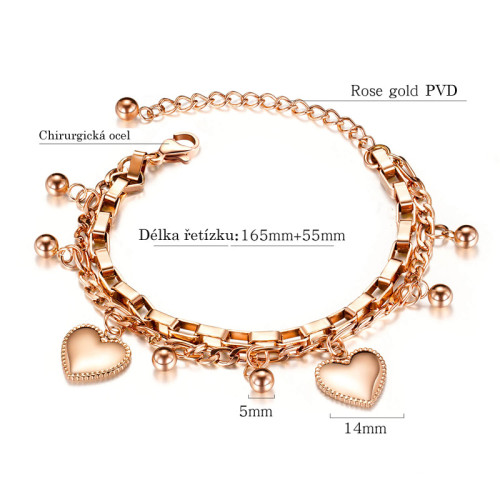 Ocelový náramek pro ženy a dívky SEGS1038-Srdíčka