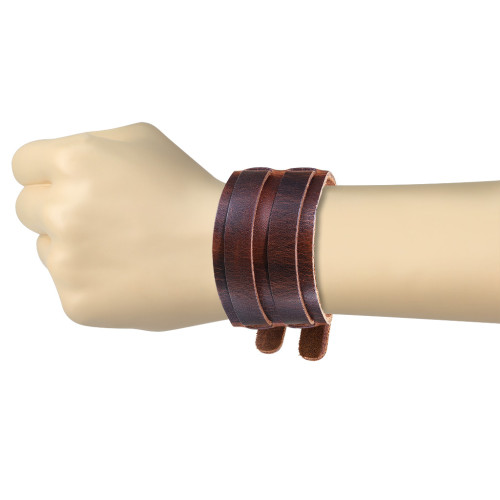 Pánský kožený náramek SESL027BRN