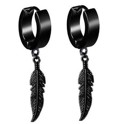 Černé visací náušnice kroužky WJHE109-BK