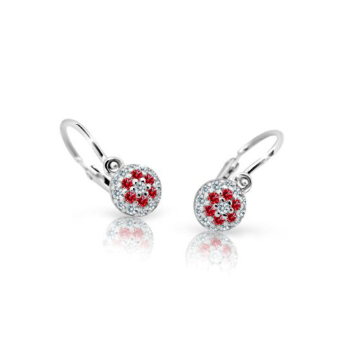 Dětské náušnice z bílého zlata se zirkony Cutie Jewellery C2150B-Ruby Dark