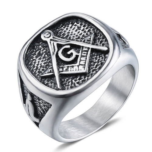 Ocelový pečetní prsten WJHZ112-Svobodní zednáři