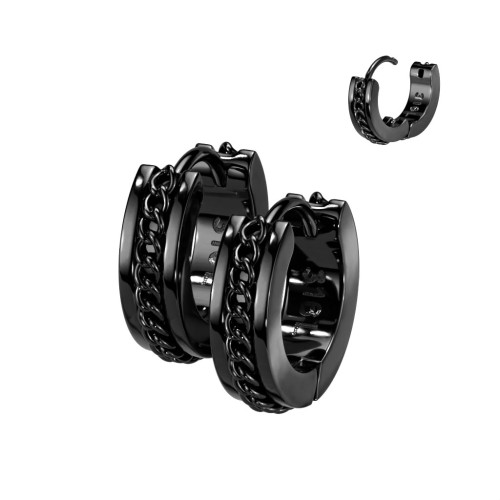 Černé náušnice z chirurgické oceli 4209-BK