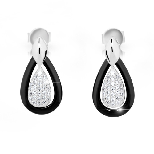 Náušnice stříbro se zirkony a keramikou Cerafi Goccia 211