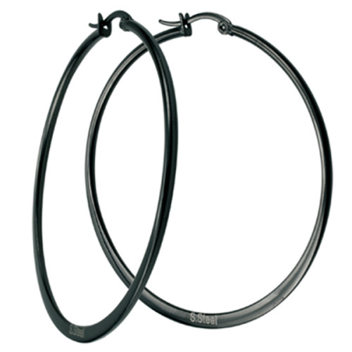 Černé kruhové náušnice z chirurgické oceli ESH27BK