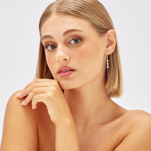 Stříbrná visací náušnice Brosway Fancy Infinite White FIW24