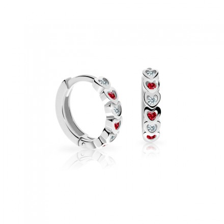 Zlaté náušnice kroužky bílé zlato C3339B-Ruby Dark