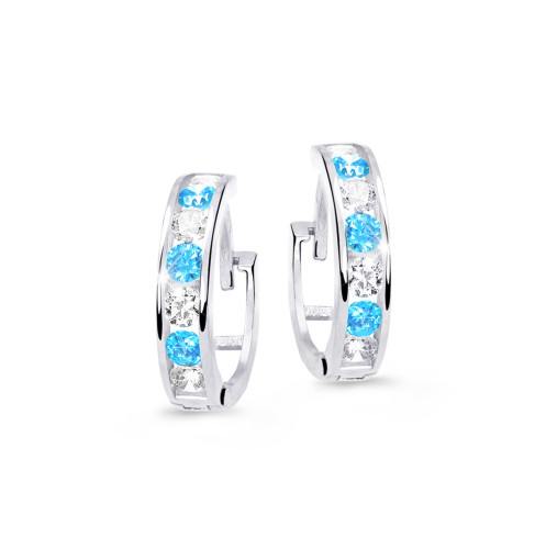 Dětské náušnice kroužky se zirkony C3343B-Arctic Blue