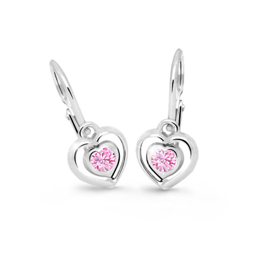 Zlaté dětské náušnice srdíčka Cutie Jewellery C2752B Pink