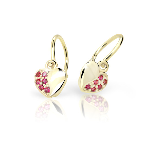 Zlaté dětské náušnice srdíčka C2160Z Tcf Red