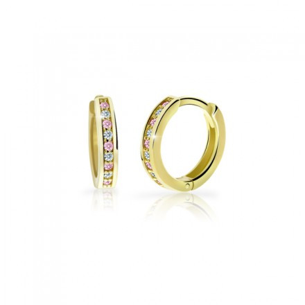 Zlaté náušnice kroužky Cutie Jewellery C3342Z-Pink