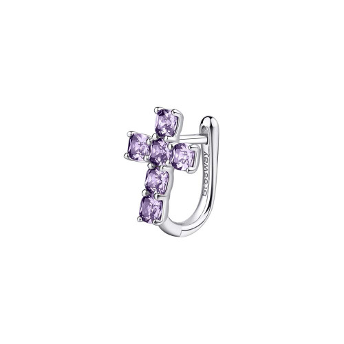 Stříbrná náušnice křížek Brosway Fancy Magic Purple FMP21