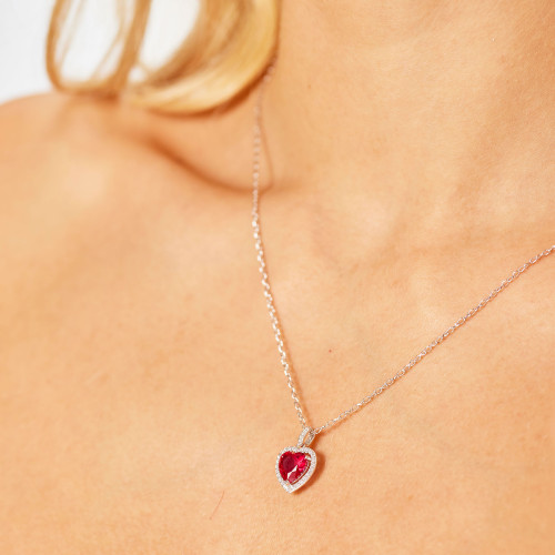Stříbrný přívěsek se zirkony srdce Brosway Fancy Passion Ruby FPR141