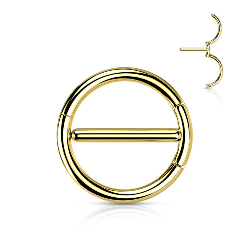 Zlatý piercing bradavek z chirurgické oceli SEKSH01GD