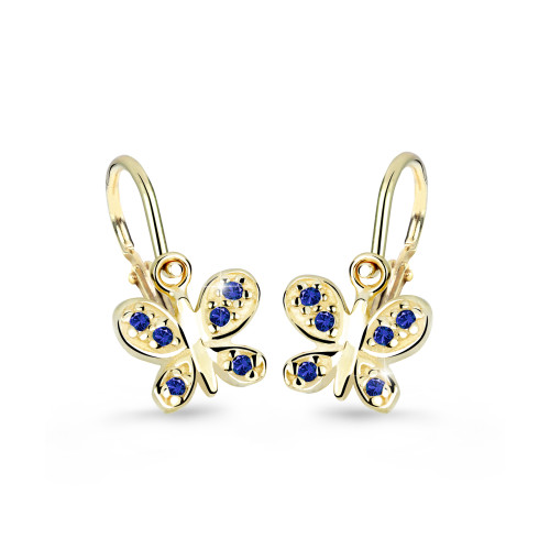 Dětské náušnice zlaté Cutie Jewellery C2748Z-Modrá