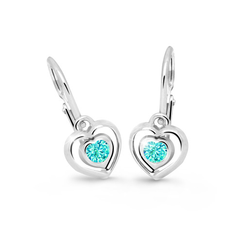 Zlaté dětské náušnice srdíčka Cutie Jewellery C2752B-Mint Green