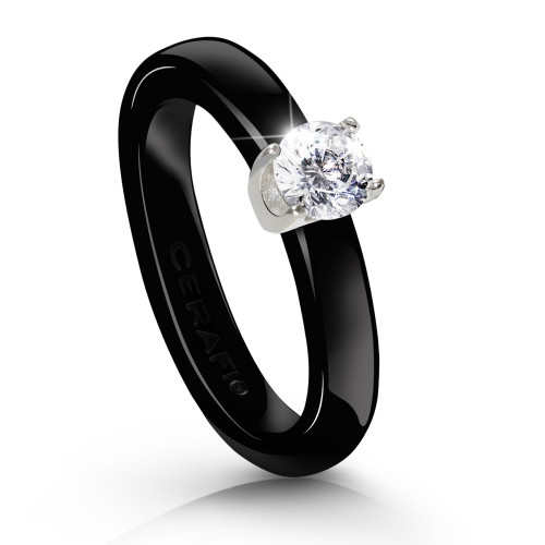 Netradiční zásnubní prsten Cerafi FIDANZAMENTO NERO 128