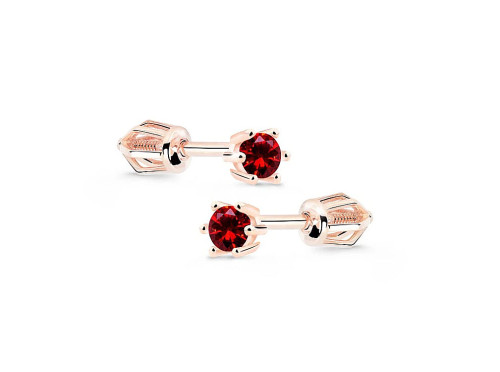 Náušnice z růžového zlata se zirkony Z8012R-Ruby Dark