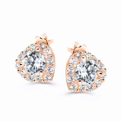 Zlaté náušnice se zirkony srdíčka Z60231R