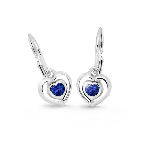 Zlaté dětské náušnice srdíčka Cutie Jewellery C2752B-Blue Dark