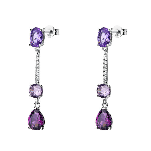 Stříbrné visací náušnice se zirkony Brosway Fancy Magic Purple FMP133