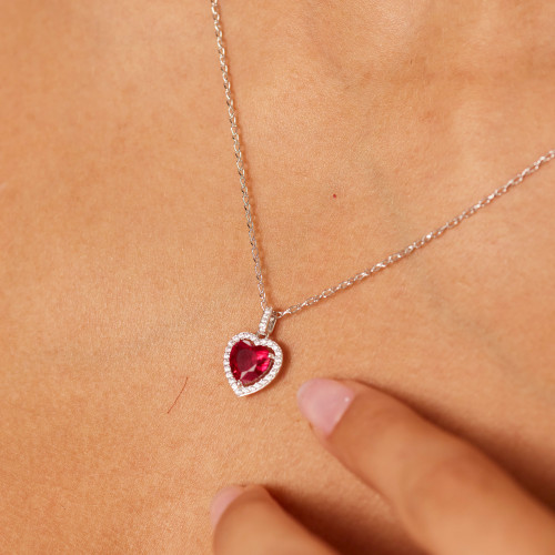 Stříbrné srdíčko na řetízek Brosway Fancy Passion Ruby FPR141