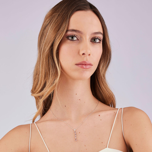 Jemný moderní stříbrný náhrdelník Brosway Fancy Tender Pink FTP04