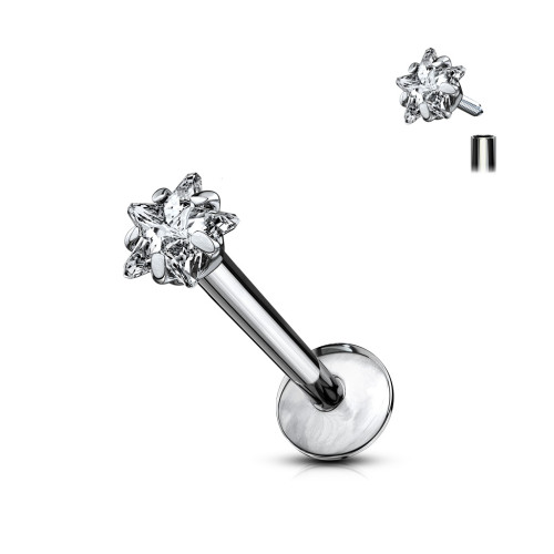 Titanový piercing se zirkonem do rtu SET23LI5