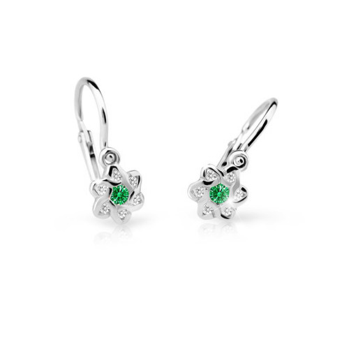 Dětské náušnice bílé zlato Cutie Jewellery C2149B-Green