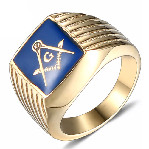 Ocelový pečetní prsten pro muže SEWJHZ54 - Svobodní zednáři