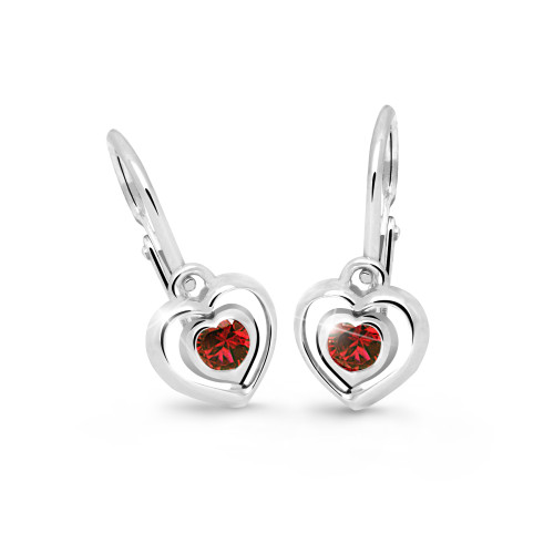 Zlaté dětské náušnice srdíčka Cutie Jewellery C2752B-Ruby Dark